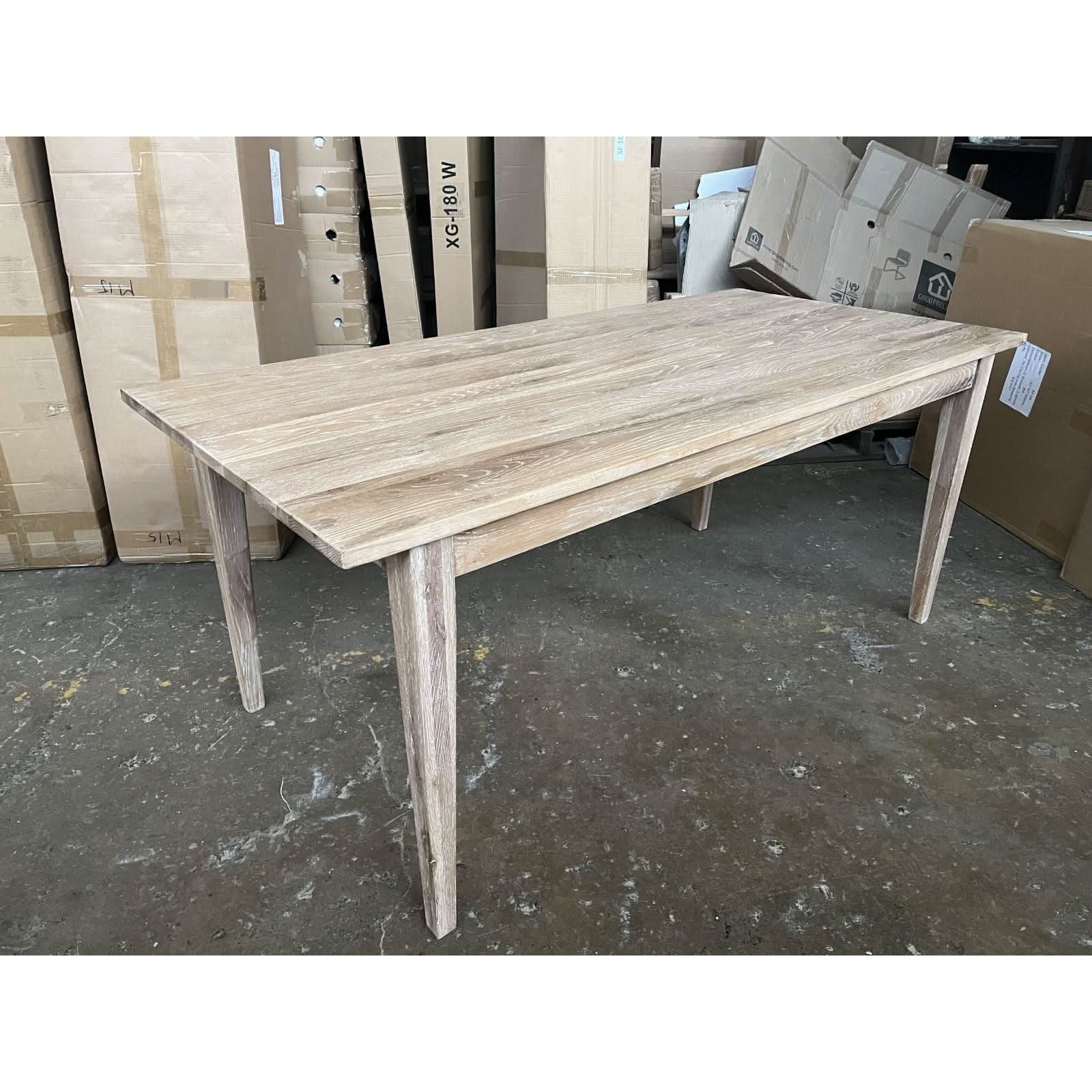 HAMPTON WHITEWASHED OAK DINING TABLE 180CM - MyChocolateWood