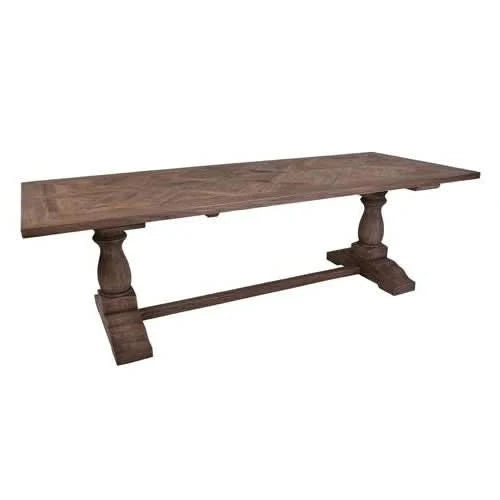 HARLOW PARQUET RECLAIMED ELM DINING TABLE WITH PEDESTAL BASE 250CM NATURAL ELM - MyChocolateWood