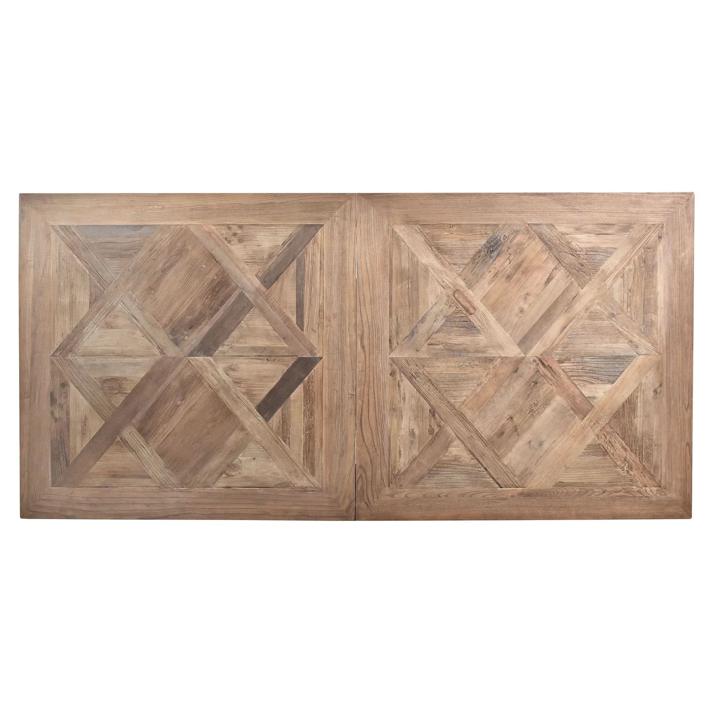 HARLOW PARQUET RECLAIMED ELM DOUBLE EXTENSION DINING TABLE WITH PEDESTAL BASE 210/260/310CM NATURAL ELM - MyChocolateWood