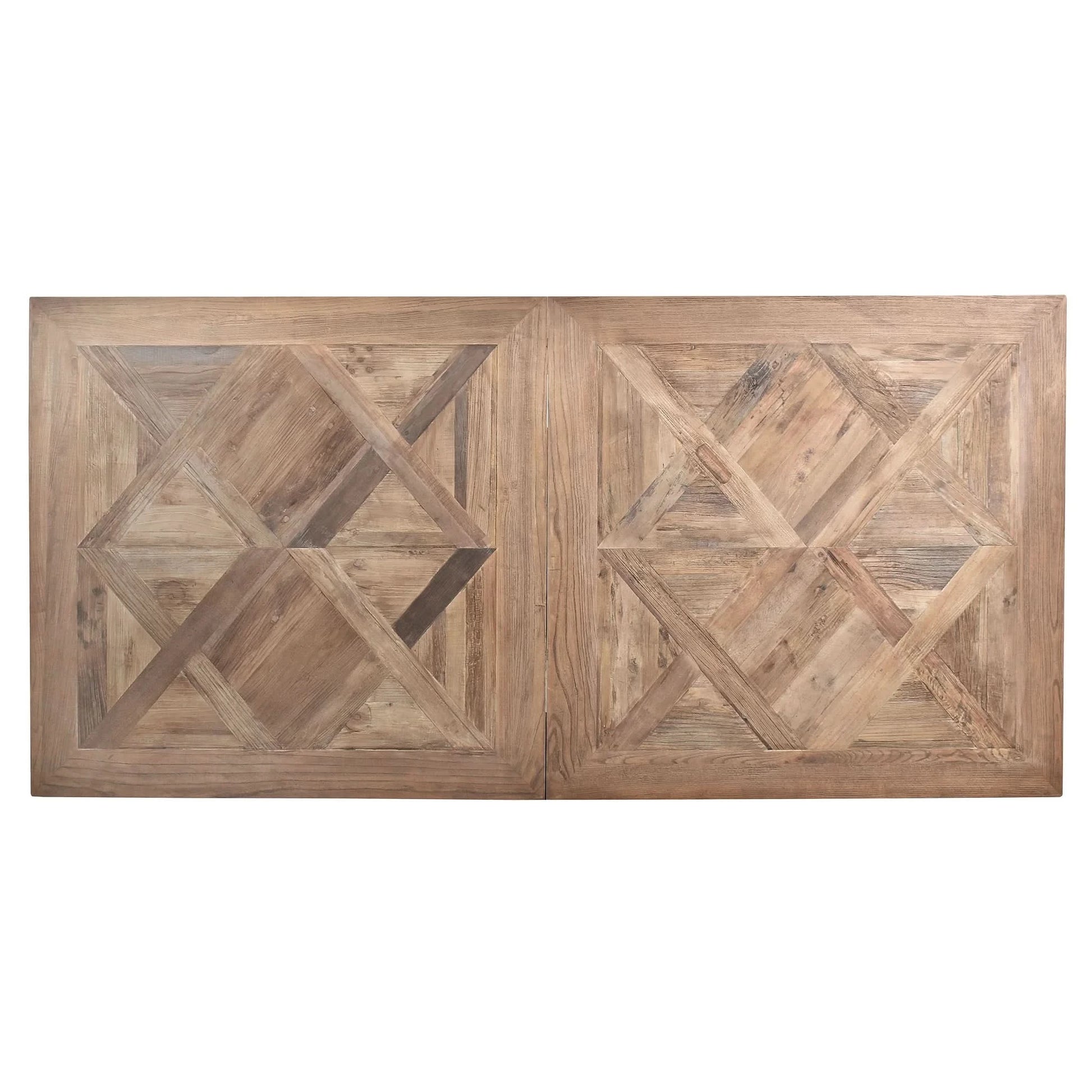 HARLOW PARQUET RECLAIMED ELM DOUBLE EXTENSION DINING TABLE WITH PEDESTAL BASE 210/260/310CM NATURAL ELM - MyChocolateWood