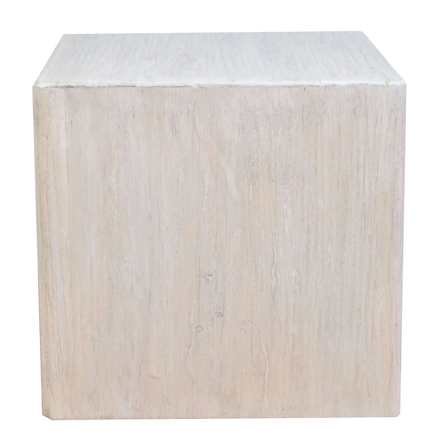 HAROUN RECLAIMED ELM SQUARE SIDE TABLE LAMP TABLE WHITE WITH DARK GRAINS - MyChocolateWood