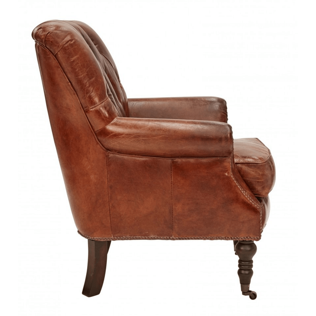 HARPER AGED LEATHER ARMCHAIR - MyChocolateWood