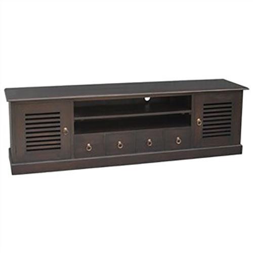 HAWAII SOLID MAHOGANY TV UNIT 2 DOORS 4 DVD DRAWERS - CHOCOLATE - 200CM - MyChocolateWood