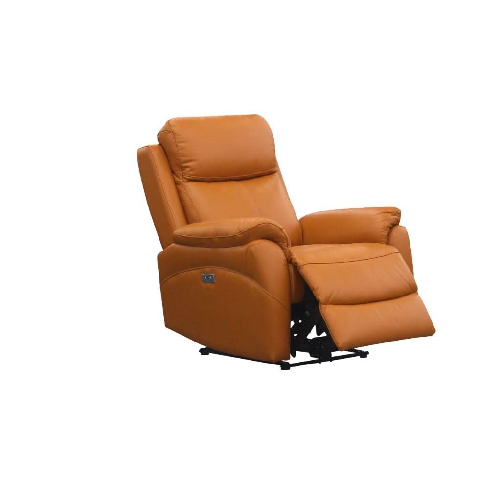 HAWES 3 PIECE ELECTRIC RECLINER 3-SEATER SOFA & 2 ARMCHAIRS TANGERINE COLOUR - MyChocolateWood