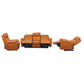 HAWES 3 PIECE ELECTRIC RECLINER 3-SEATER SOFA & 2 ARMCHAIRS TANGERINE COLOUR - MyChocolateWood