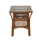 HENDERSON GLASS TOP RATTAN SIDE TABLE IN TOBACCO - MyChocolateWood