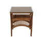 HENDERSON GLASS TOP RATTAN SIDE TABLE IN TOBACCO - MyChocolateWood
