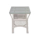 HENDERSON GLASS TOP RATTAN SIDE TABLE IN WHITE - MyChocolateWood