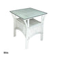 HENDERSON GLASS TOP RATTAN SIDE TABLE IN WHITE - MyChocolateWood