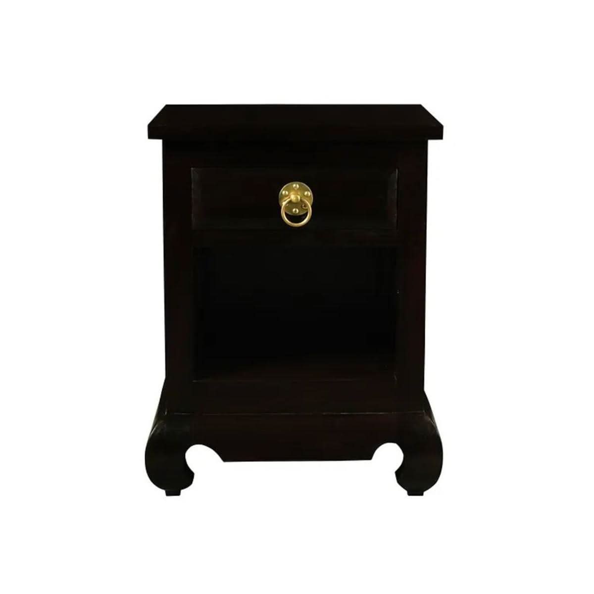 HIROKO OPIUM STYLE LEG 1 DRAW & 1 SHELF BEDISDE TABLE - CHOCOLATE - MyChocolateWood