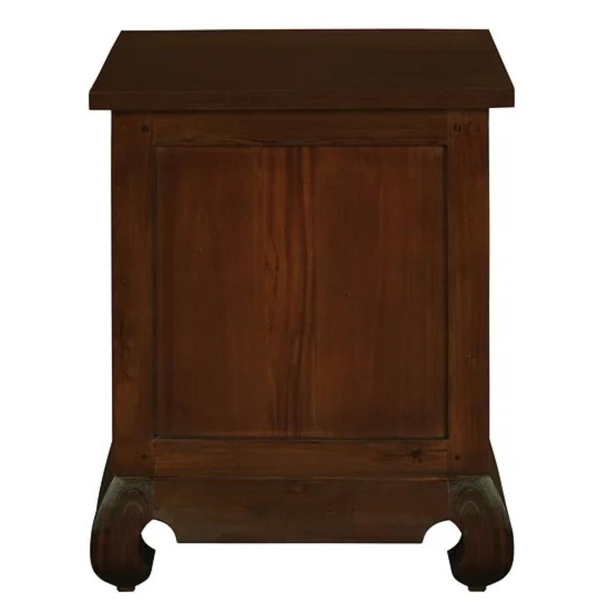 HIROKO OPIUM STYLE LEG 1 DRAWER & 1 SHELF BEDSIDE TABLE - MAHOGANY - MyChocolateWood