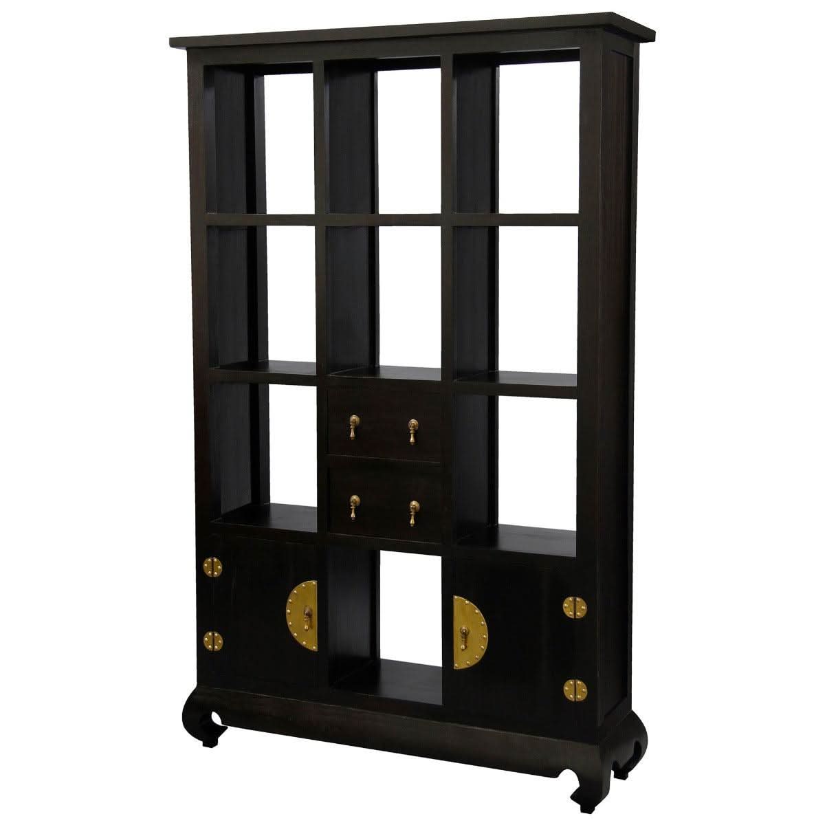 HIROKO SOLID MAHOGANY CHINESE STYLE 2 DOORS & 4 DRAWERS DISPLAY UNIT IN CHOCOLATE - MyChocolateWood