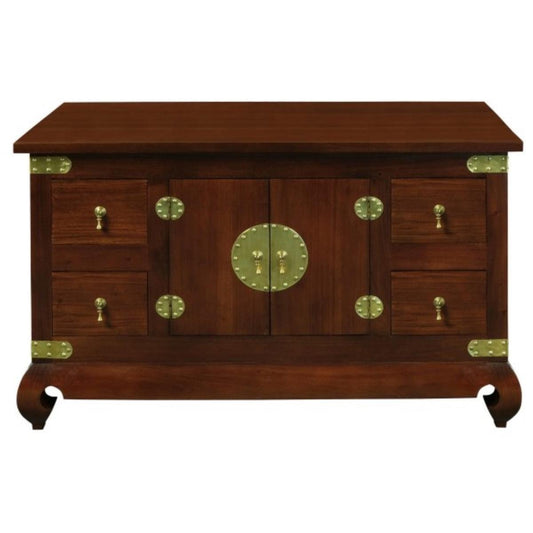 HIROKO SOLID MAHOGANY CHINESE STYLE BUFFET/SIDEBOARD 2 DOORS & 4 DRAWERS -MAHOGANY 120CM - MyChocolateWood