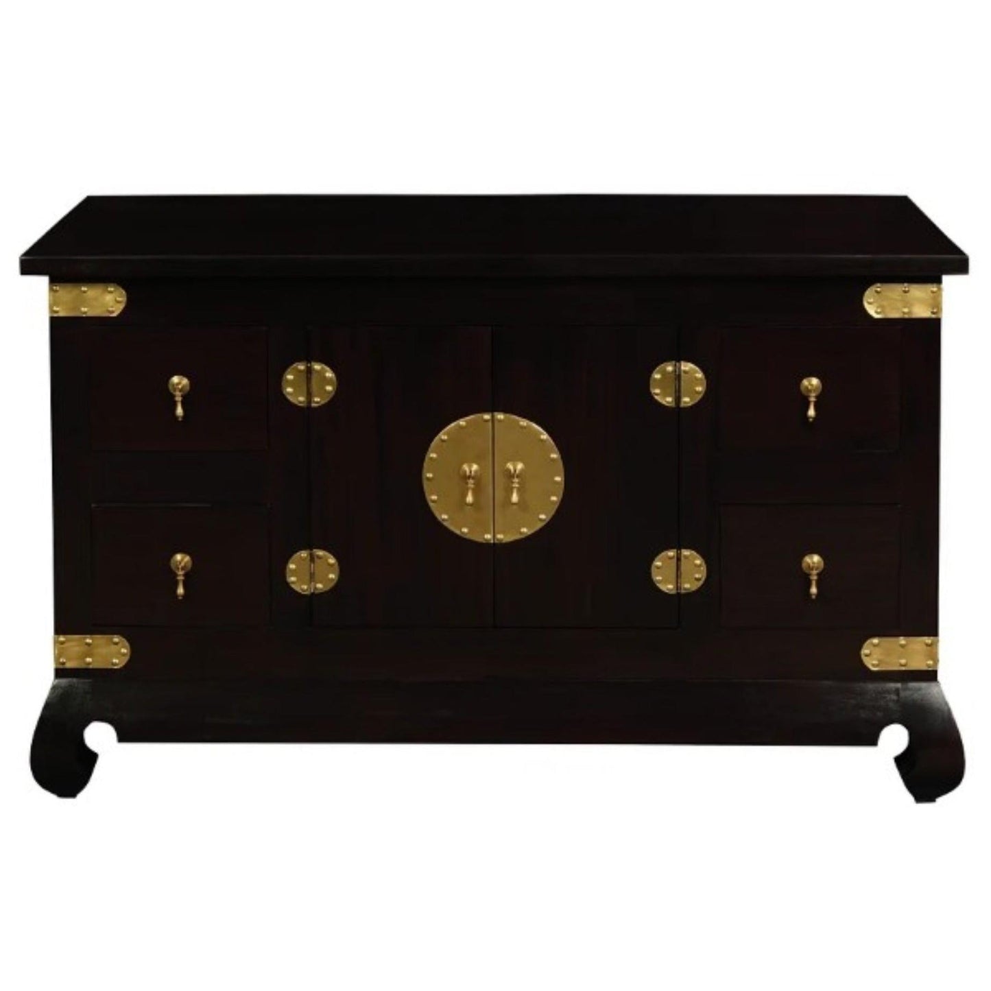 HIROKO SOLID MAHOGANY CHINESE STYLE BUFFET/SIDEBOARD2 DOORS 4 DRAWERS IN CHOCOLATE - MyChocolateWood