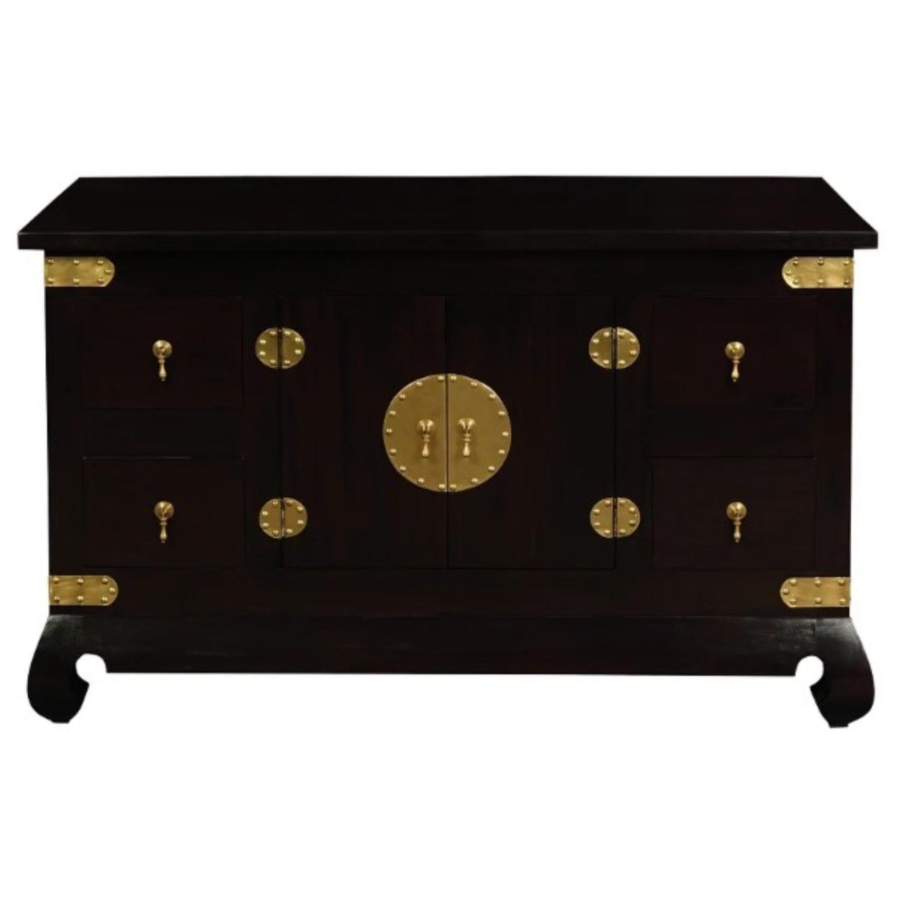 HIROKO SOLID MAHOGANY CHINESE STYLE BUFFET/SIDEBOARD2 DOORS 4 DRAWERS IN CHOCOLATE - MyChocolateWood