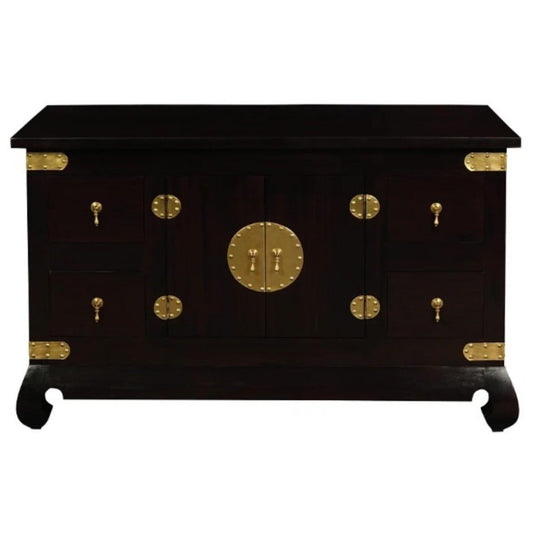 HIROKO SOLID MAHOGANY CHINESE STYLE BUFFET/SIDEBOARD2 DOORS 4 DRAWERS IN CHOCOLATE - MyChocolateWood