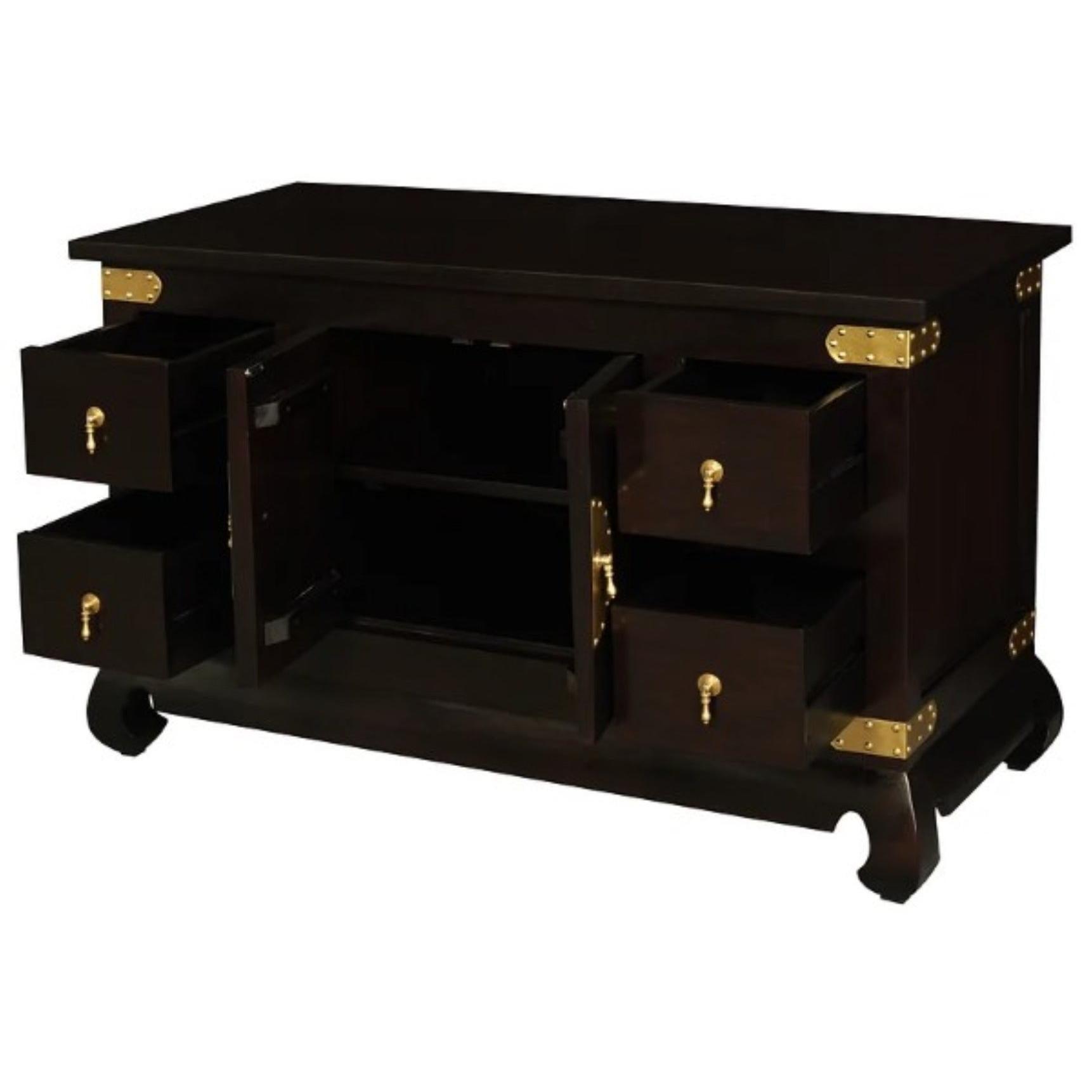 HIROKO SOLID MAHOGANY CHINESE STYLE BUFFET/SIDEBOARD2 DOORS 4 DRAWERS IN CHOCOLATE - MyChocolateWood