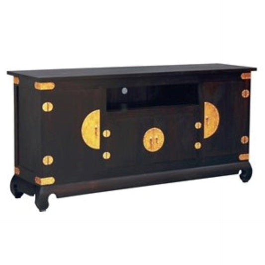 HIROKO SOLID MAHOGANY CHINESE STYLE LARGE TV UNIT 4 DOORS CHOCOLATE 182CM - MyChocolateWood
