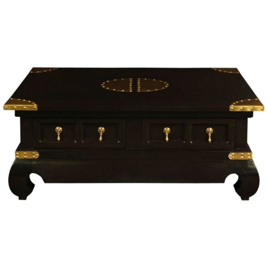 HIROKO SOLID MAHOGANY CHINESE STYLE RECTANGULAR COFFEE TABLE 4 DRAWERS IN CHOCOLATE COLOUR - MyChocolateWood