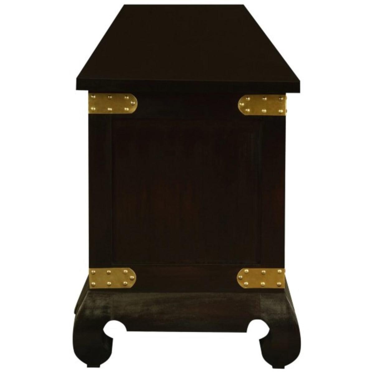 HIROKO SOLID MAHOGANY CHINESE STYLE TV UNIT 2 DOORS & 4 DRAWERS IN CHOCOLATE 190 CM - MyChocolateWood