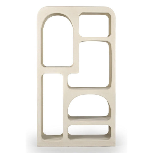 HORIZON MANGO WOOD HIGH BOOKCASE IN CREAM CONCRETE FINISH - MyChocolateWood