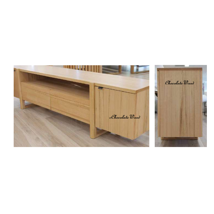 IBARRA SOLID & VENEER BLUE GUM TIMBER  ETU TELEVISION UNIT 2 DOORS 2 DRAWERS NATURAL - MyChocolateWood