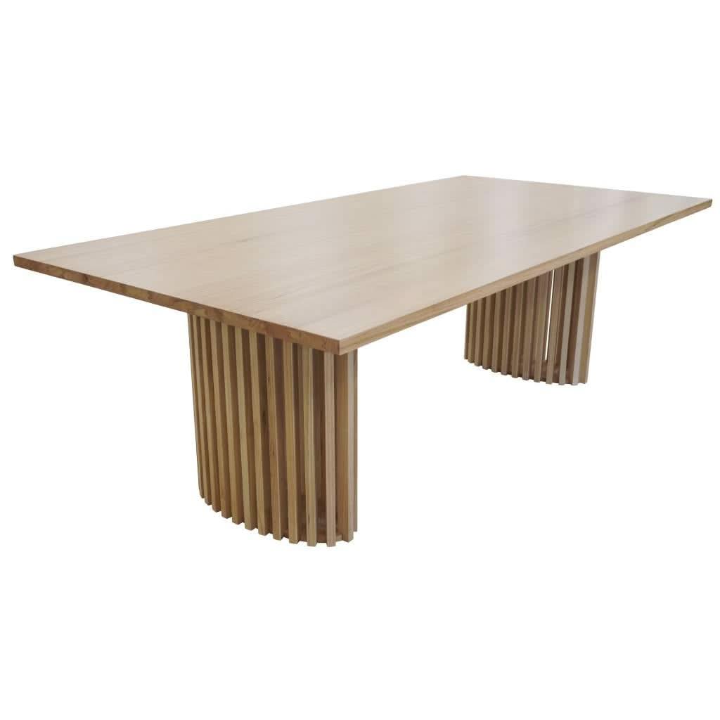 IBARRA SOLID & VENEER BLUE GUM TIMBER  RECTANGULAR DINING TABLE NATURAL 210CM - MyChocolateWood