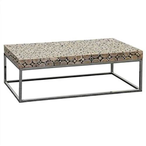 Iberia Driftwood and Stainless Steel Coffee Table 120CM - MyChocolateWood