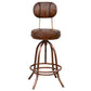 INDUSTRIAL LEATHER WIND UP BAR CHAIR/BAR STOOL IRON & LEATHER - MyChocolateWood