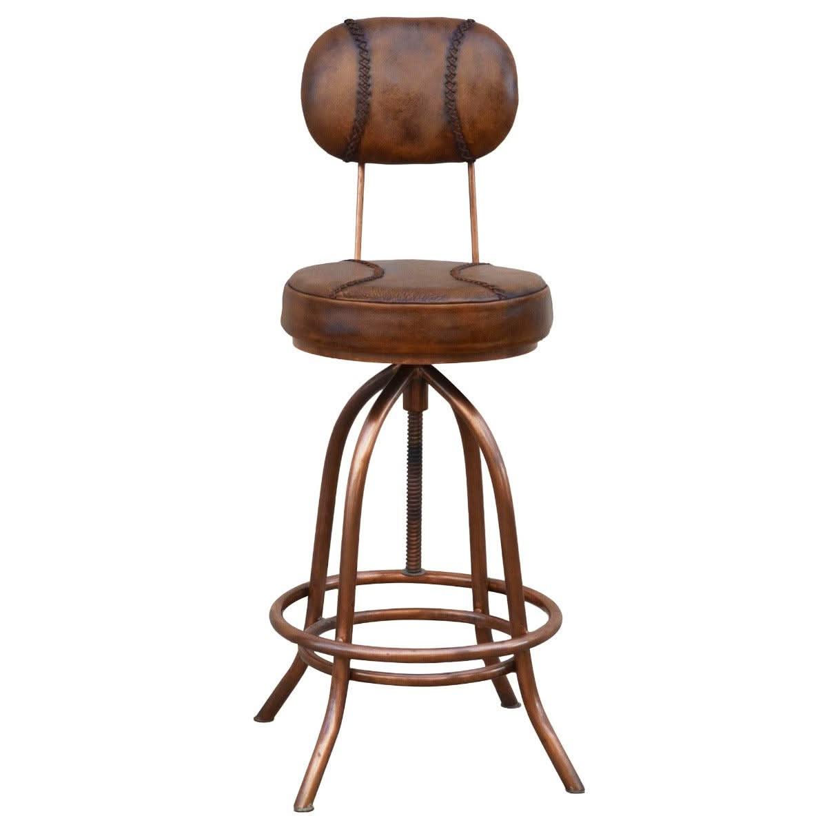 INDUSTRIAL LEATHER WIND UP BAR CHAIR/BAR STOOL IRON & LEATHER - MyChocolateWood