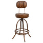 INDUSTRIAL LEATHER WIND UP BAR CHAIR/BAR STOOL IRON & LEATHER - MyChocolateWood
