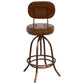 INDUSTRIAL LEATHER WIND UP BAR CHAIR/BAR STOOL IRON & LEATHER - MyChocolateWood