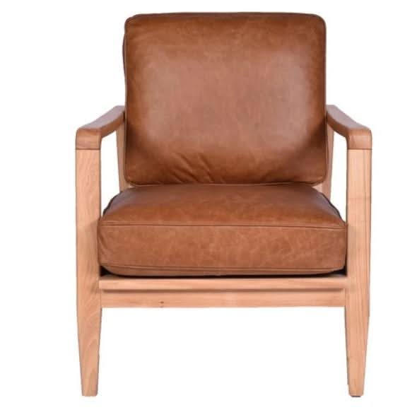 INNIS BUCKLE LEATHER ARMCHAIR LOUNGE CHAIR EASY CHAIR COLUMBIAN BROWN - MyChocolateWood