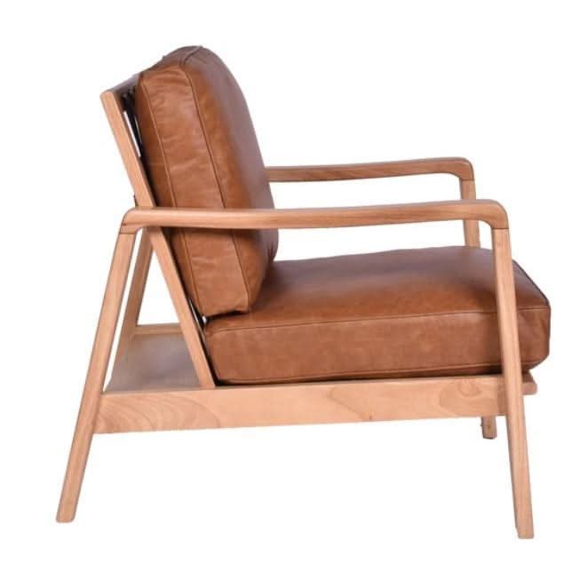 INNIS BUCKLE LEATHER ARMCHAIR LOUNGE CHAIR EASY CHAIR COLUMBIAN BROWN - MyChocolateWood