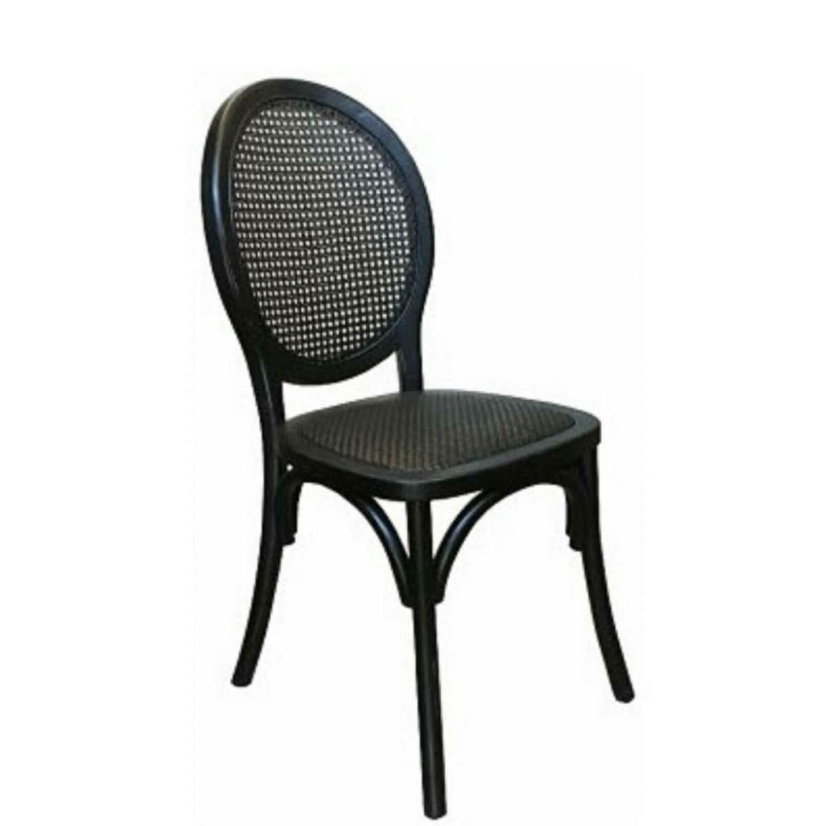 ISLANDER RECYCLED ELM TIMBER DINING CHAIR OPEN RATTAN WEAVE BLACK 44X55X95(H) CM - MyChocolateWood