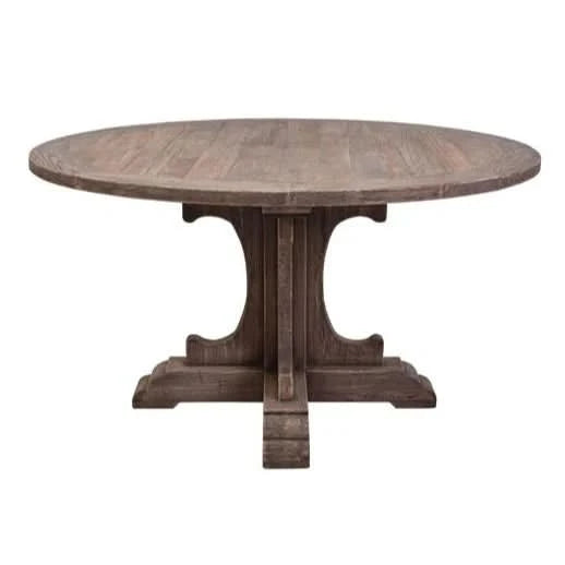 IVERSON OLD ELMWOOD ROUND PEDESTAL DINING TABLE NATURAL ELM COLOUR 140CM - MyChocolateWood