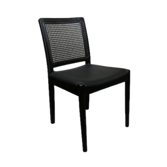 JAMAICA CONTEMPORARY DINING CHAIR OPEN WEAE RATTAN IN BLACK - MyChocolateWood