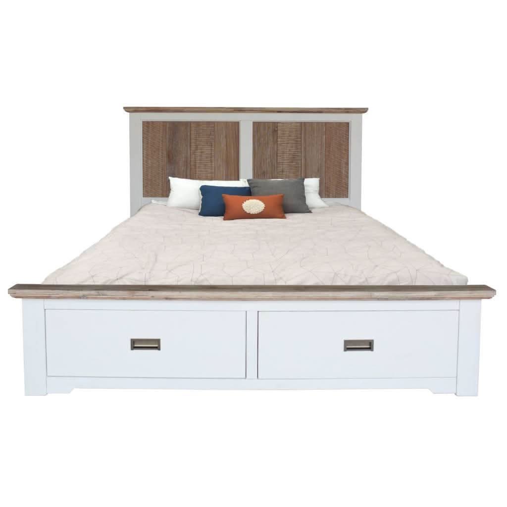 CASSIE ACACIA WOOD KING SIZE BED + TALLBOY + 2 X BEDSIDE TABLES PACKAGE DEAL - MyChocolateWood