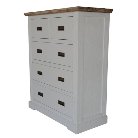CASSIE SOLID ACACIA WOOD TALLBOY/5 DRAWER CHEST - MyChocolateWood