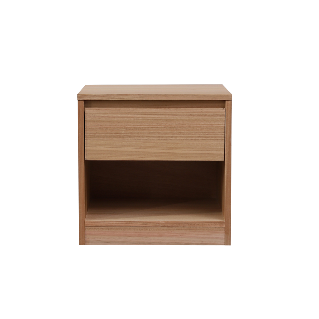 JAXX SOLID MESSMATE & BLUE GUM VENEER 1-DRAWER/1-NICHE BEDSIDE TABLE NATURAL