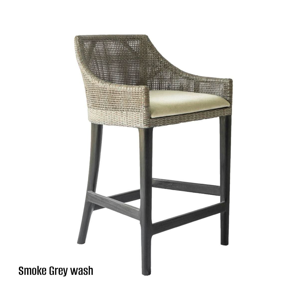 JENALLI HAMPTONS RATTAN COUNTER STOOL IN SMOKED GREYWASH - MyChocolateWood