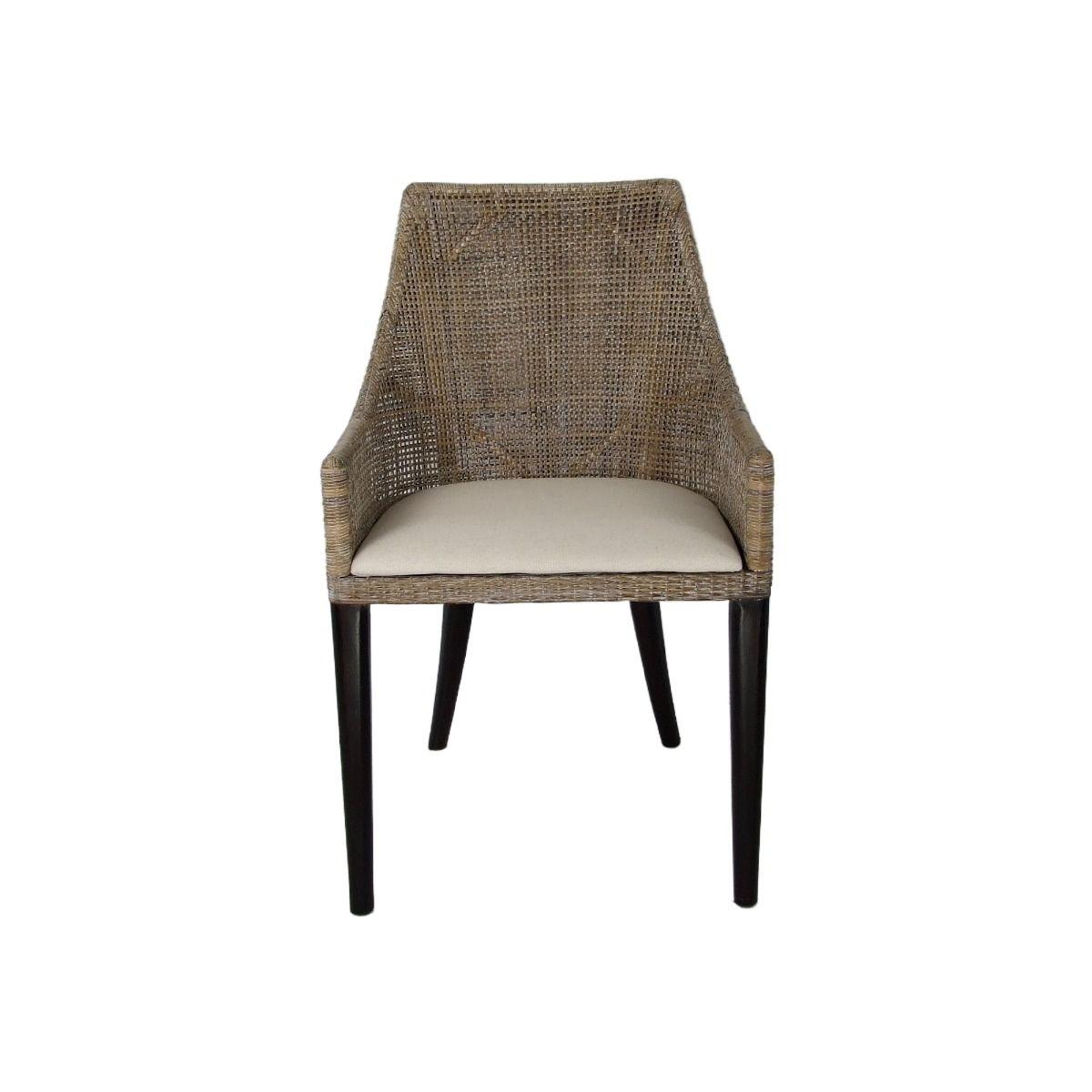 JENALLI HAMPTONS RATTAN DINING CHAIR/ LOUNGE CHAIR IN SMOKED GREYWASH - MyChocolateWood