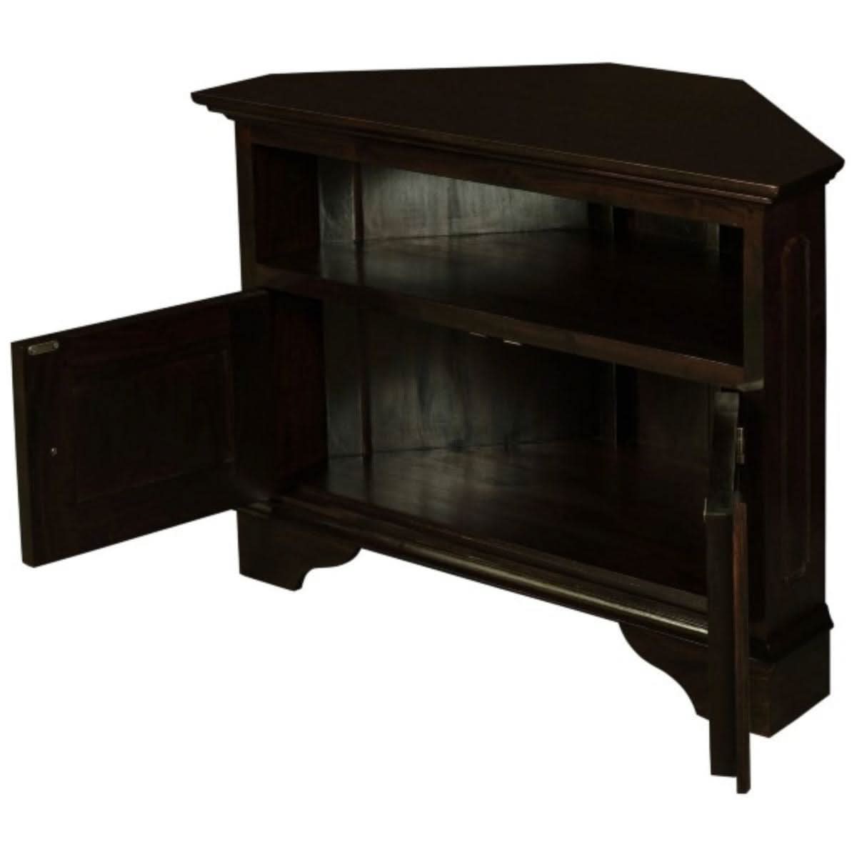 JEREMIAH CORNER SOLID MAHOGANY TV UNIT 2 DOORS/SHELF - CHOCOLATE - MyChocolateWood