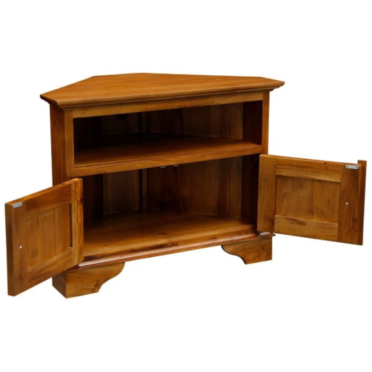 JEREMIAH CORNER SOLID MAHOGANY TV UNIT 2 DOORS/SHELF - LIGHT PECAN - MyChocolateWood