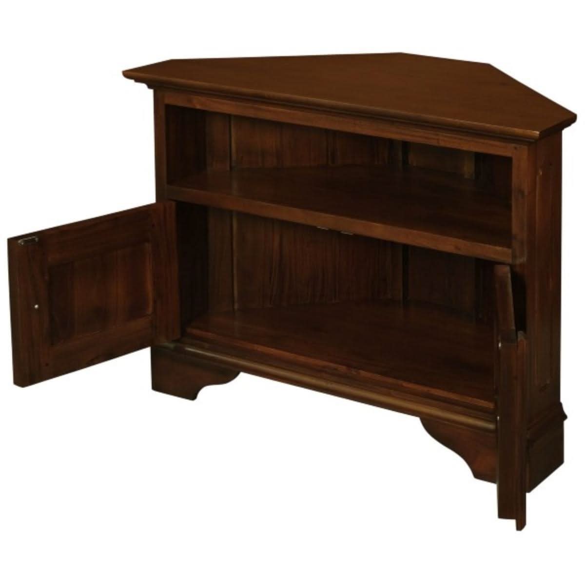 JEREMIAH CORNER SOLID MAHOGANY TV UNIT 2 DOORS/SHELF - MAHOGANY - MyChocolateWood
