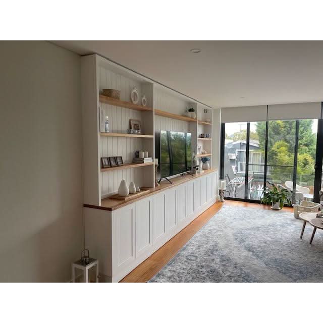 JONQUILLE FRENCH PROVINCIAL HAMPTONS STYLE 2 TONE WALL UNIT TV ENTERTAINMENT CENTRE BOOKCASE/BOOKSHELF - MyChocolateWood