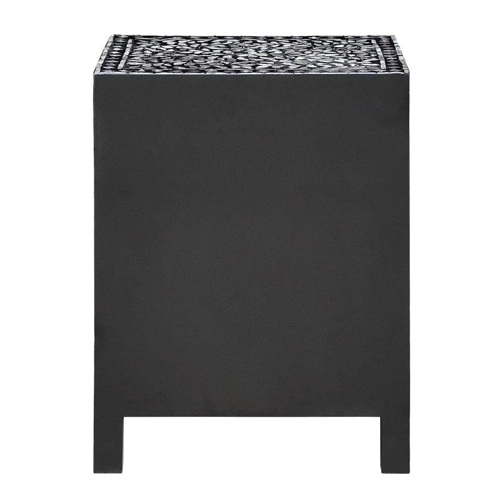JORDAN SHELL INLAY 1 DRAWER & 2 DOOR BEDSIDE TABLE - MyChocolateWood