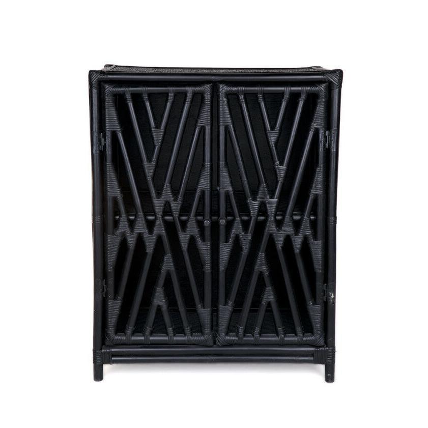 JORJI RATTAN CABINET/CUPBOARD/LIQUIR CABINET 2 DOORS BLACK - MyChocolateWood