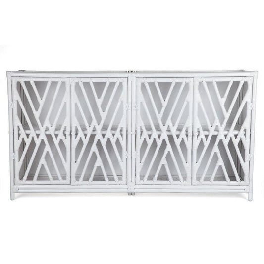 JORJI RATTAN CABINET/CUPBOARD/ LIQUOR CABINET - 4 DOORS - SOLID BLACK OR WHITE - MyChocolateWood