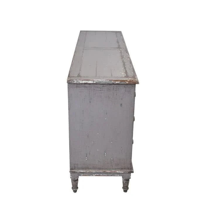 JUNI SOLID RECLAIMED TIMBER RUSTIC 6 DRAWER DRESSER/ 6 DRAWER CHEST OF DRAWERS LIGHT GREY - MyChocolateWood